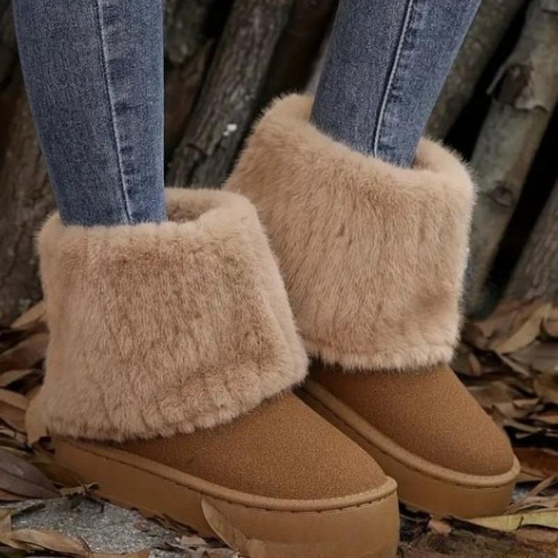 New Women's Shoes for Autumn and Winter, Thick-soled Round-toe Trouser Boots, Casual Snow Boots