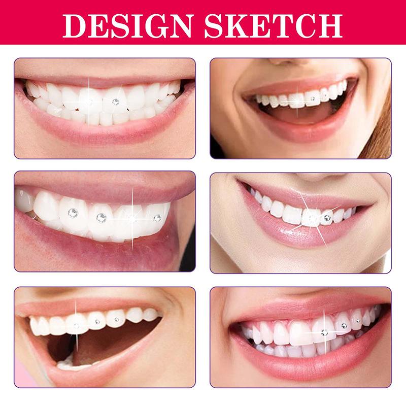 Tooth Gem Set White Dental Jewelry Beautiful Easy To Remove Easy To Install Sturdy Diy Tooth Gem Set With Curing Light And Glue