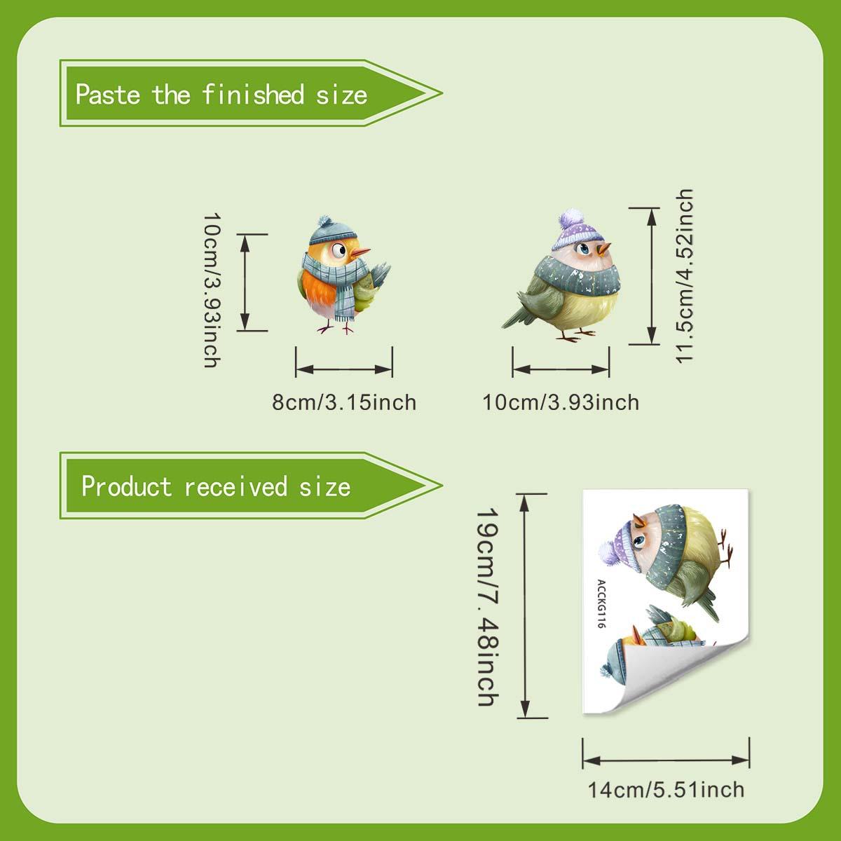 Теплая и уютная зимняя наклейка на окно с птичкой, самоклеящаяся и не оставляющая следов. Совместимо с рождественскими наклейками.