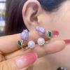 Y2k Fashion Women Tulip Flower Drop Glaze Stud Earrings Front Back Wear Imitation Pearl Earrings Flowers Sweet Qualities Earring