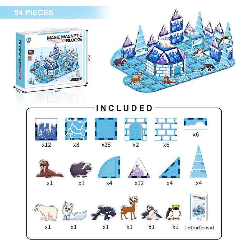 Digou Ice & Snow Park Diamond Pattern Magnetic Building Blocks for Kids