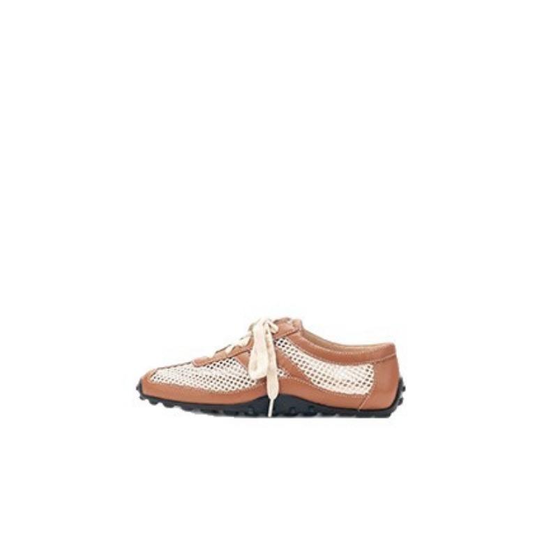 Summer New Single Shoes Hollow Mesh Women's Lace-up Retro Fashion Sports and Leisure Shoes