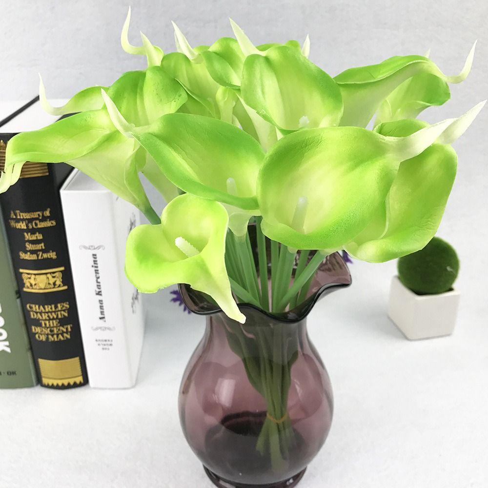 10Pcs Artificial Flowers Real Touch Calla Lily Lifelike Fake Calla Lily Wedding Bouquet