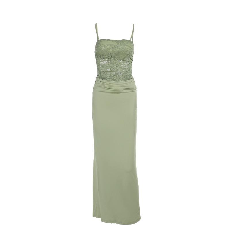 Long Dress Sexy Lace Slim Skirt Spice Girl Waist Suspender Skirt Design Sense Dress