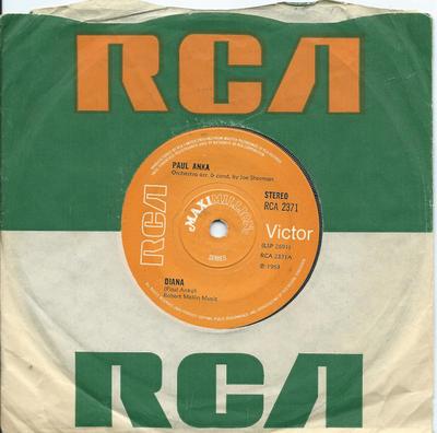 7inch Record PAUL ANKA - Diana RCA2371 RCA 1963 UK Rock Used
