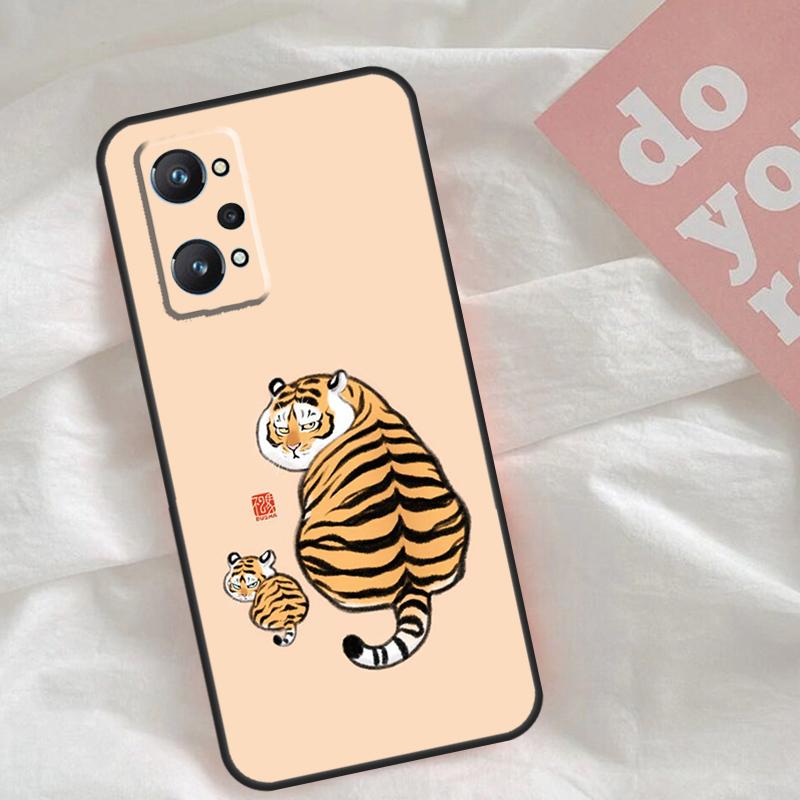 Cartoon Fat Tiger Case For Realme GT7 Pro GT6 C75 C65 C67 C61 C53 C55 C51 C35 C63 C71 15 11 12 13 14 Pro Plus