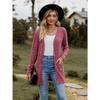 Damen Strickjacke Pullover Langarm Einfarbig Gestreift Gestrickt Herbst Winter Mode