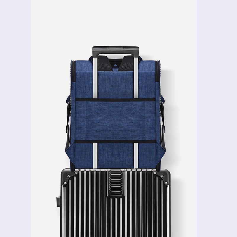 Oxford Fabric Foldable Pet Carrier Backpack Mesh Ventilated with Luggage Sleeve Pockets Travel Rucksack for Small Dogs Cats Hiki