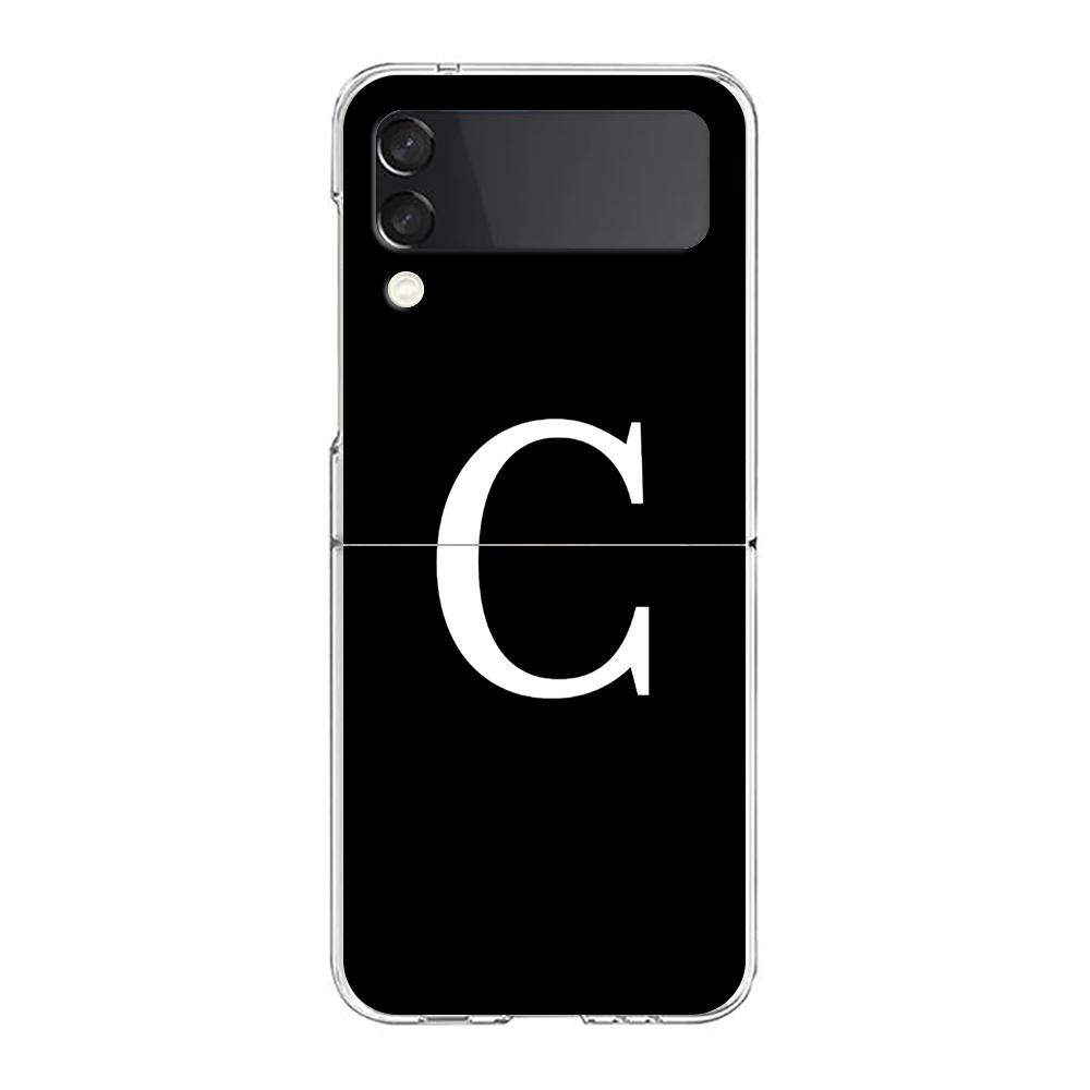 Phone Case For Samsung Galaxy Z Flip 3 4 5 Hard Folding PC Bumper Initial Letter A Z Fashion For Samsung Z Flip 6 Cover