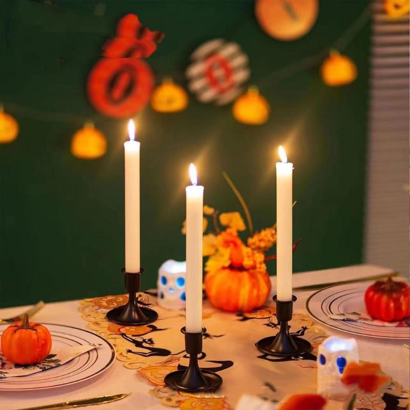 6pcs Elegant Black Candle Stands European Candle Holder Decoration for Living Room, Bedroom,Dining Room Special Occasion