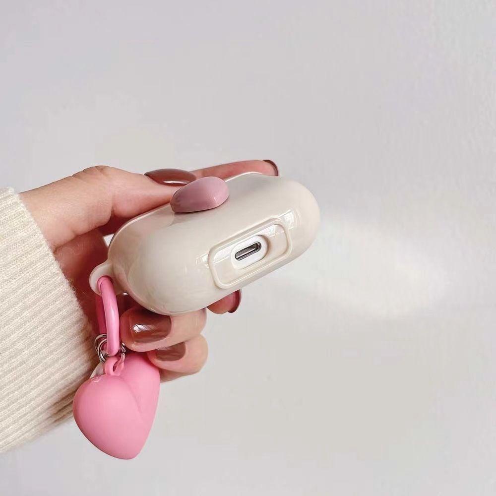 Various Cute Bear Heart-shaped  Bow tie Beige Case For Airpods 4 Earphone Case For AirPods Pro 2nd 3 1 2 Earphone Charging Box Keychain Lanyard