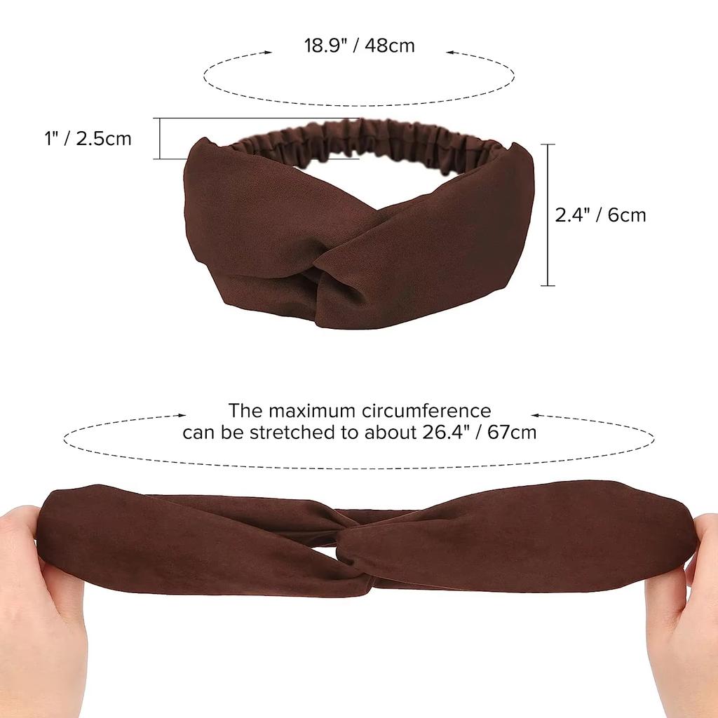 Solid Headbands for Women Twist Knotted Boho Suede HairYoga Workout Head Bands For  Sweet Bow Headwrap Vintage Hair Accessories
