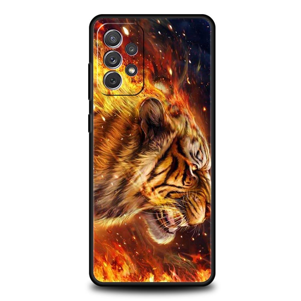 

Чехол для телефона Tiger Animal King для Samsung Galaxy A72 A51 A71 A21S A12 A11 A31 A52S A41 A32 A01 A22 A03S A53 A13 5G, черный чехол Samsung A51