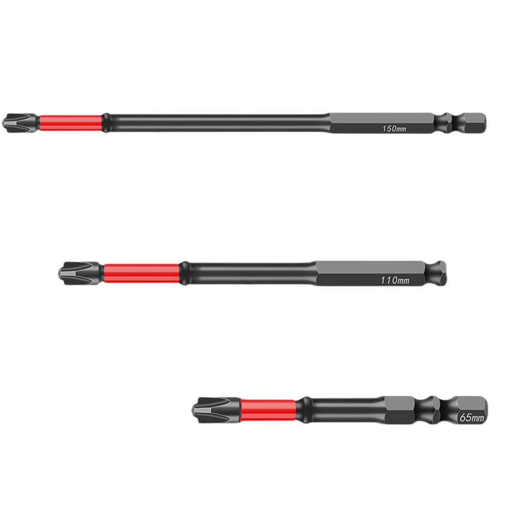 Impact Screwdriver Bit with Magnetic for Electrician Screw Driver 65mm/110mm/150mm Slotted Head 1/4inch Hex Shank
