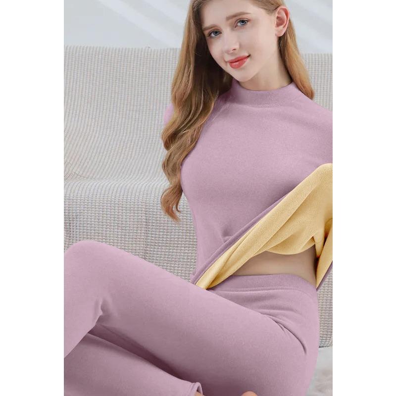 3XL Winter Rollkragen Thermo-Unterwäsche Damen Dicke Warme Lange Unterhosen Set Plus Size Samt Thermo-Kleidung Damen Zweite Haut Anzug