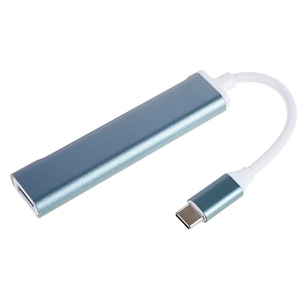 

USB-C 5-in-1 Hub Splitter 3 x USB3.0 5Gbps High Speed TF SD Card Reader Adapter Blue