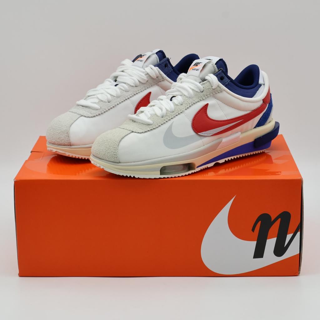 DQ0581-100 Sacai Nike Zoom Cortez White University Red Blue Light Cream (Men's)