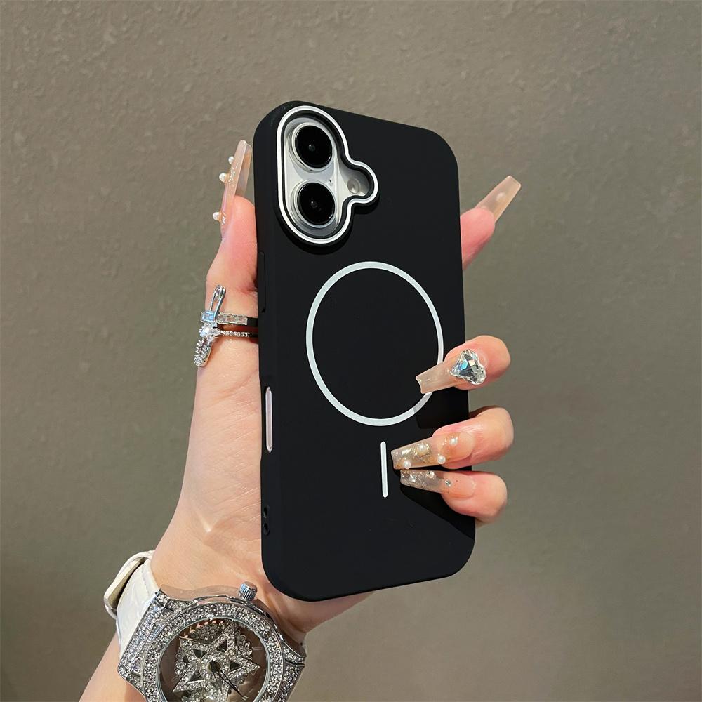 

Ultrathin Simple for Magsafe Case for iPhone 16 Pro Max 15Pro 14 Plus 13 12 11 Matte Hit Color Lens Wireless Charging Soft Cover For iPhone 16