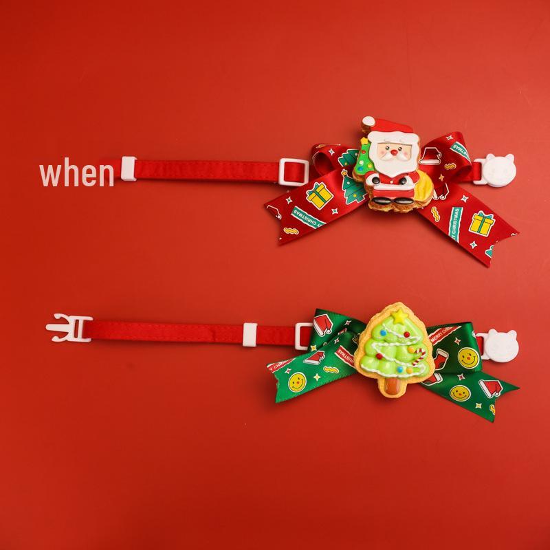 Festive Cartoon Collar with Cute Bow for Cats & Dogs - Silent Red Christmas Necklace Decoration