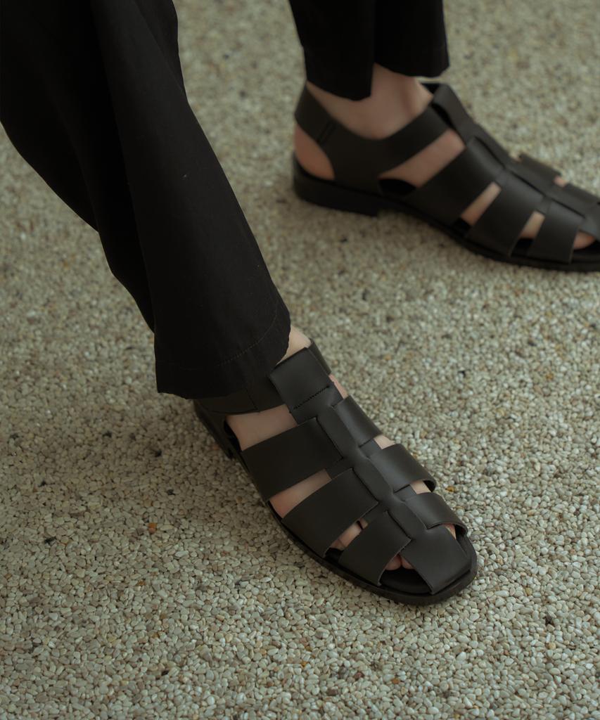 Customade Everett Leather Fisherman Sandals 3Cm (Cr0095Bk)