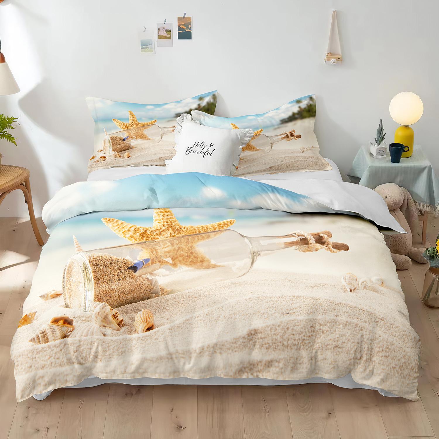 Пляжный комплект постельного белья из полиэстера с принтом в виде морских звезд — фото 22