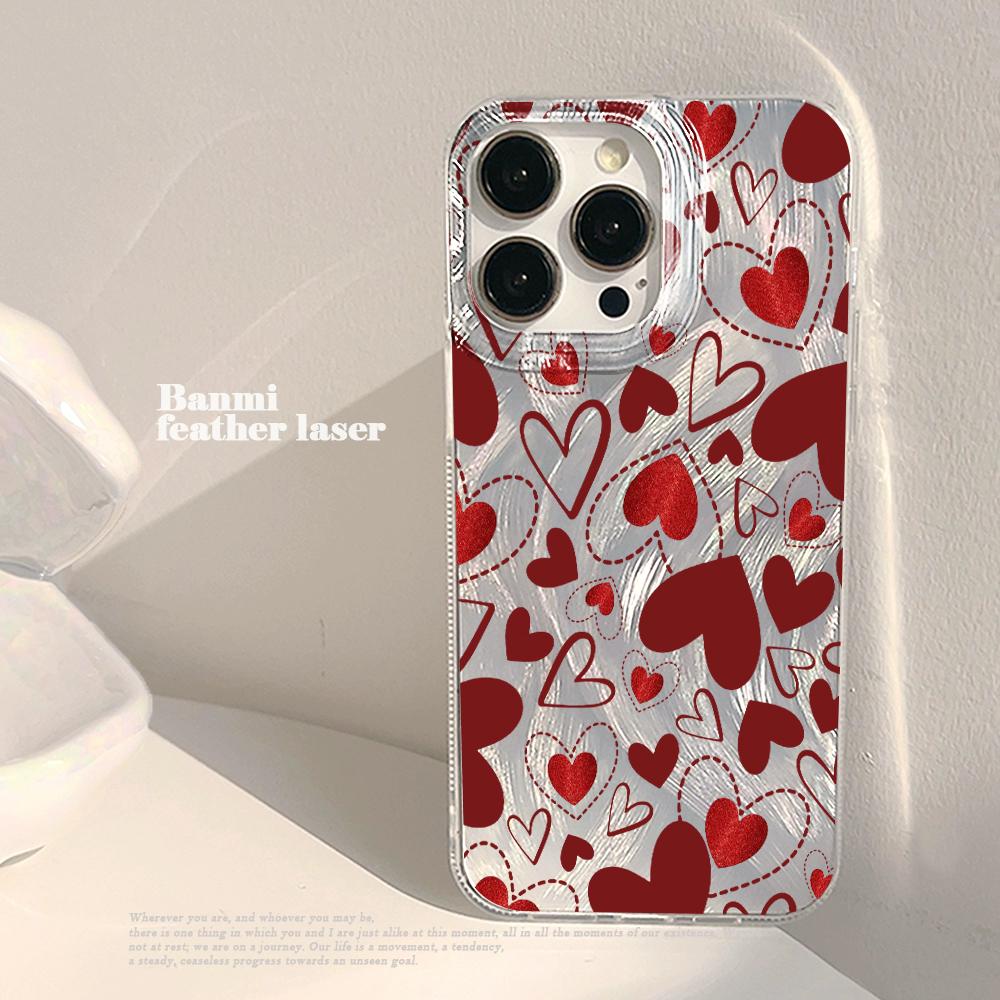 Minimalist Pink Love Cute Case For iPhone 16 17 Pro Max Cases iPhone 11 12 13 ProMax 14 15 16 Plus 8 XS XR Shockproof Drop Cover