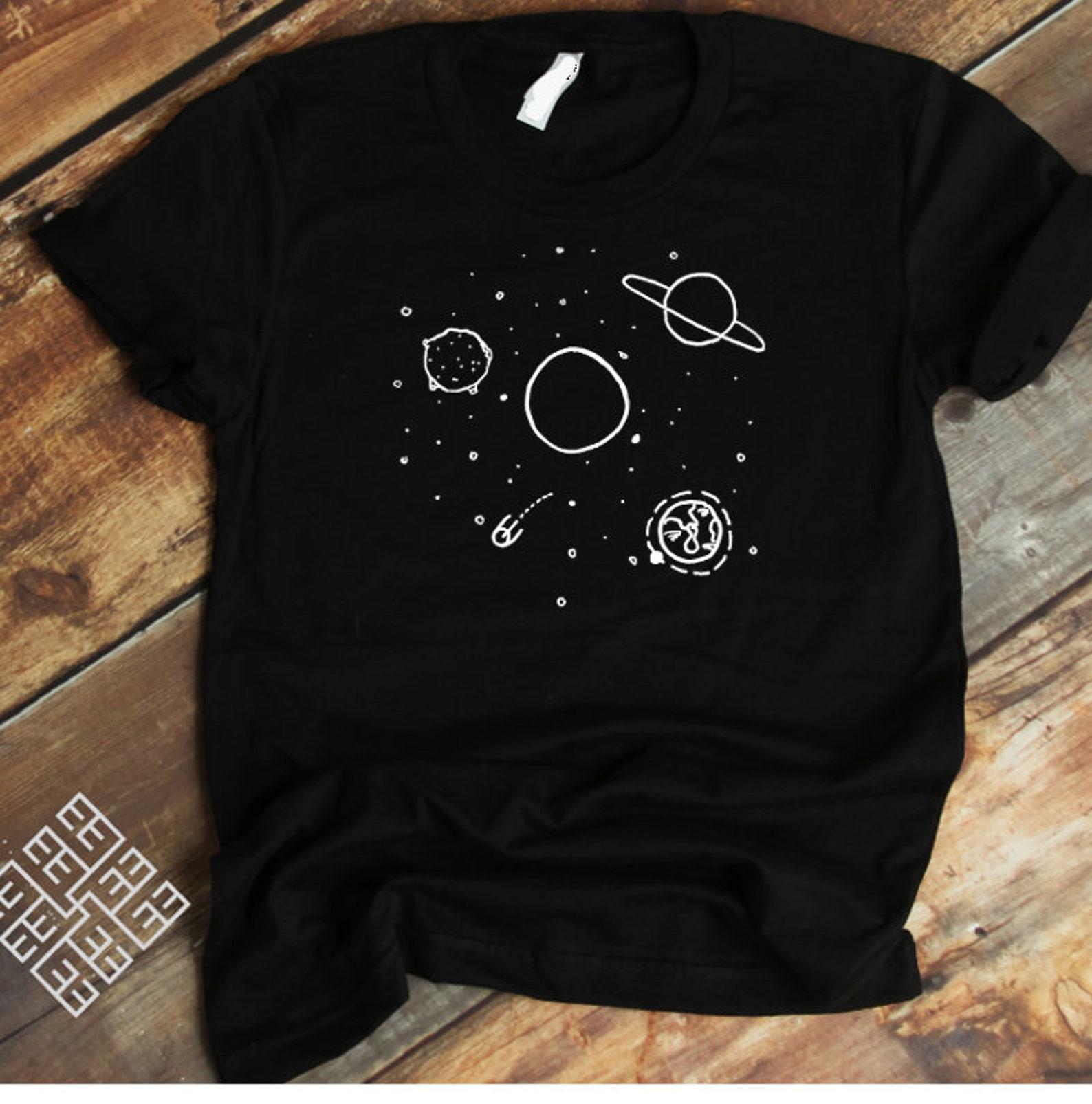Space T shirt, Galaxy T shirt, Hand Painted Solar System Miniature, Minimalist Solar System Cosmic Tees, Stars and Planets Shirt T Gift 2XL