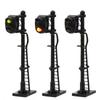 Traffic Signal Lights, 2-Light Type, Black Metal Light Post, 3-Pack, 1/150 Scale, for Railway Models, Building Models, Dioramas, Education, DIY