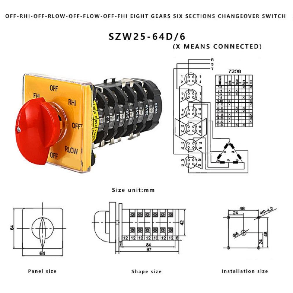 SZW25 64D/6 8-Gear 6-Section Transfer Switch Forward Reverse Fast Slow Control 25A Conventional Heating Current