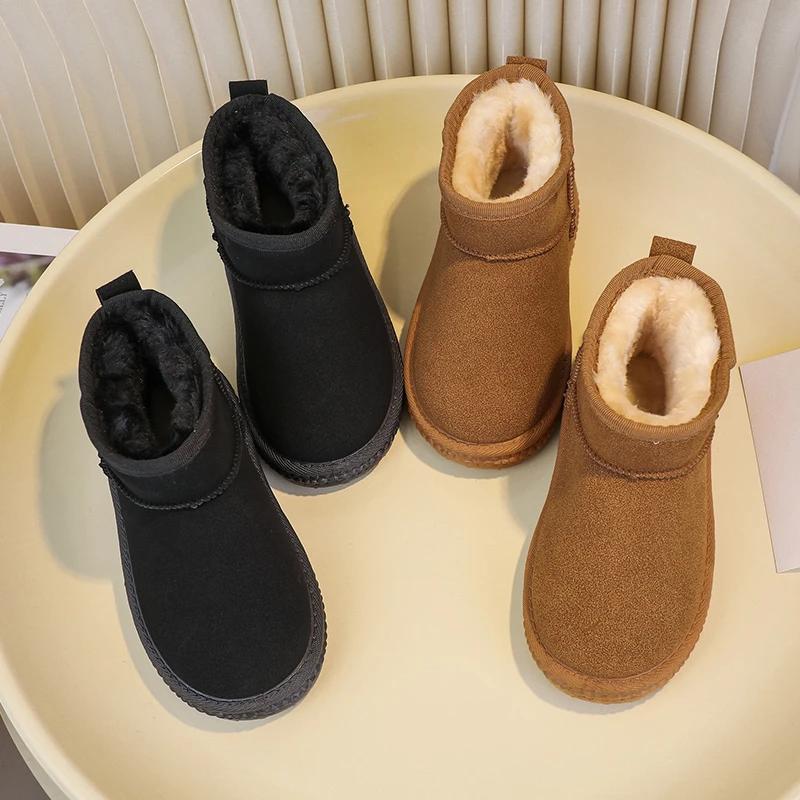 Barn Snøstøvler Gutter Jenter Store Barn Høst Vinter Varm Termisk Tykk Plysj Bomull Ankelstøvler 2024 Ny Klassisk Størrelse 26-37