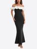 Vestido Longo Feminino Ombro a Ombro com Babados, Corte Justo, Estilo Sereia, para Festa à Noite