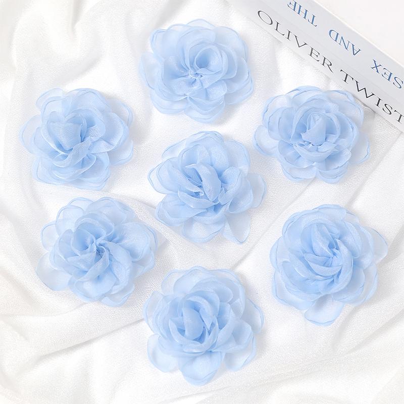 5/10Pcs 5.5cm Vintage Fabric Camellia Rose Chiffon Artificial Flowers for Women Wedding Party  Dress Decoration Craft Jewelry