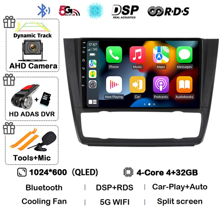 Android 14 Carplay Auto Car Radio For BMW 1 Series E81 E82 E87 E88 AT 2004-2008 2009 2010 2011 2012 GPS Multimedia Stereo Player