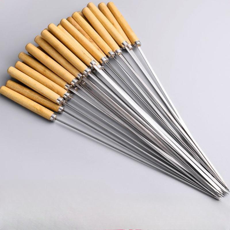 

304 Stainless Steel Skewers For Barbecue Kebab Sticks Reusable Meat Skewers Round Rods For Outdoor Grilling