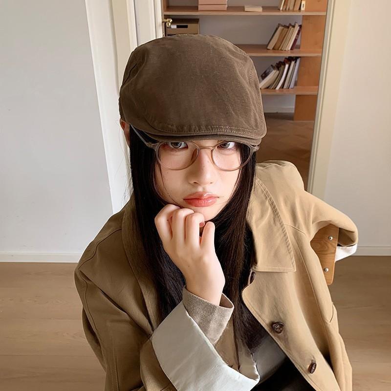 25 Early Autumn New British Retro High-quality Forward Hat Women's Solid Color Face Ducktongue Beret Tide