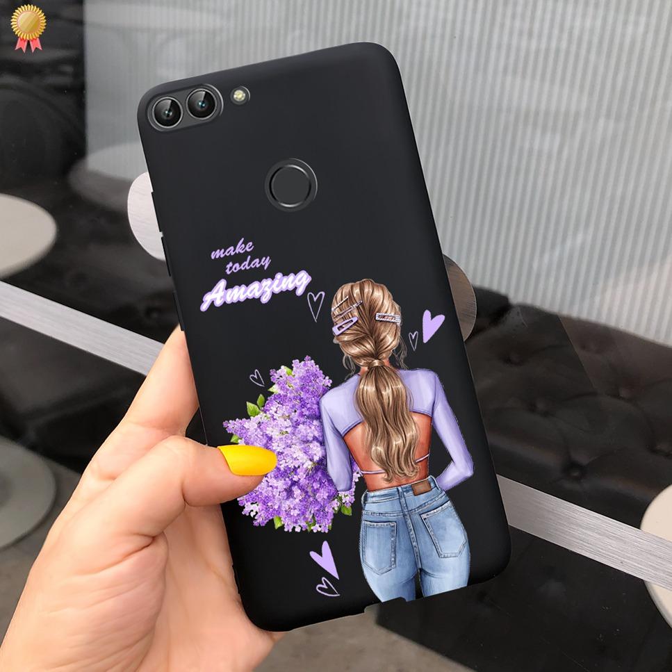 Für Huawei P Smart Hülle Niedliche Blume Schwarz Weiches TPU Silikon Bumper Hülle Für Huawei PSmart P Smart 2017 FIG-LX1 Handyhülle Funda
