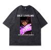 Japanese I Alone Upgrade Animation Printing Short-Sleeved T-Shirt Retro Washed Old Casual Half-Sleeved T-Shirt