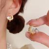 Stylish Zircon Moon Stud Earrings for Women - Unique Design