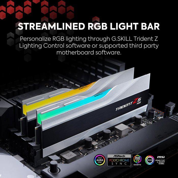 G.Skill Trident Z5 RGB 64 GB (2 x 32 GB) DDR5 6400 MHz CL32 - Silber - Dual-Channel-Kit 2x DDR5-RAM-Riegel PC5-51200 - F5-6400J