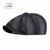 New Washed Denim Octagonal Hat for Women Big Size 60cm British Beret Artistic Ducktongue Painter Hat Retro Newsboy Cap for Men