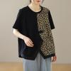 T-shirt for Women Summer Large Size Cotton T-shirt Soft Loose Leopard Casual Comfortable Pullover T-shirt Top