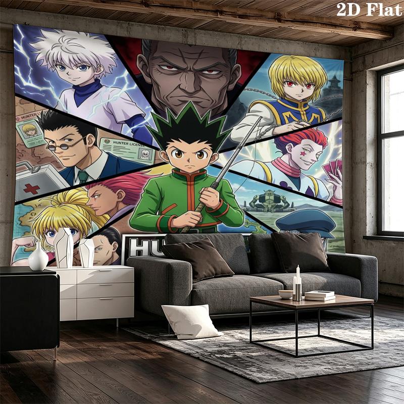 Hunter X Hunter Wall Tapestry Aesthetic Wall Hanging Printed Fabric Blanket Decorative Tapestries For Bedroom Living Room Home Decor