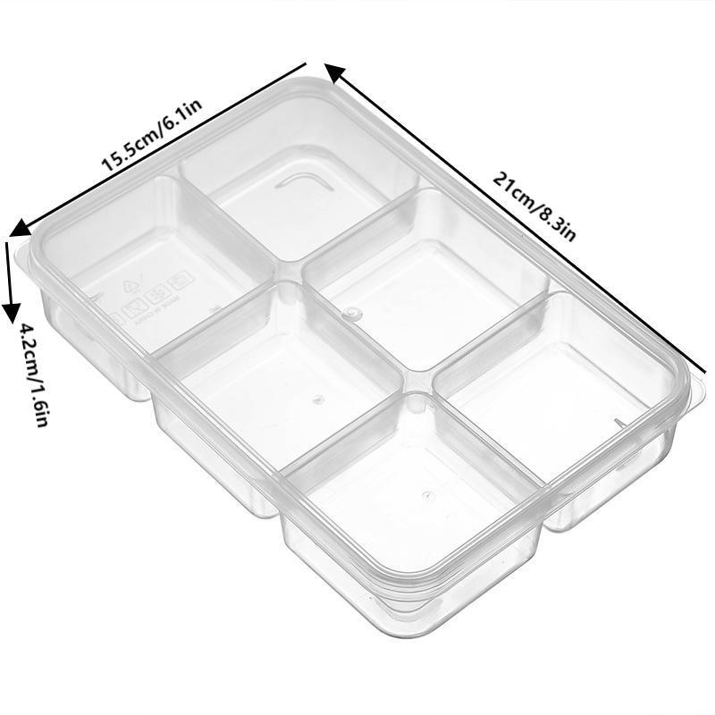 Transparente Aufbewahrungsbox mit 6 Fächern Kühlschrankbehälter mit großer Kapazität Aufbewahrungsbox Fach für gefrorenes Fleisch Lebensmittel Küchenwerkzeug