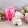 Flexible Silicone Mold Bear Figurine Shaped Candle Molds Scented Aromatherapys Making Mould Handmade Ornament Mould