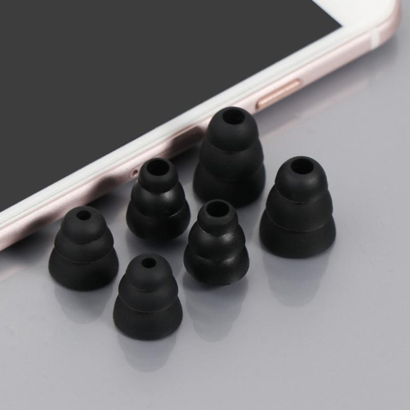 Triple Flange Ear Tips Earpads Replacement for in-Ear Headphones Inner Hole Approx 4.0mm