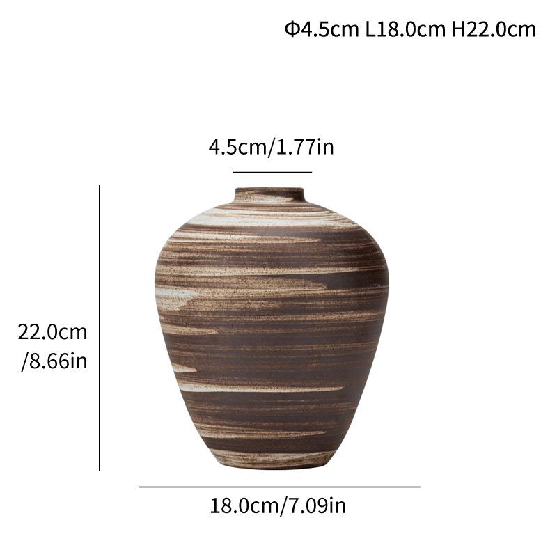 

Simple Retro Coarse Pottery Jar Ceramic Vase High-End Desktop Flower Arrangement Decorative Ornament v177 short model