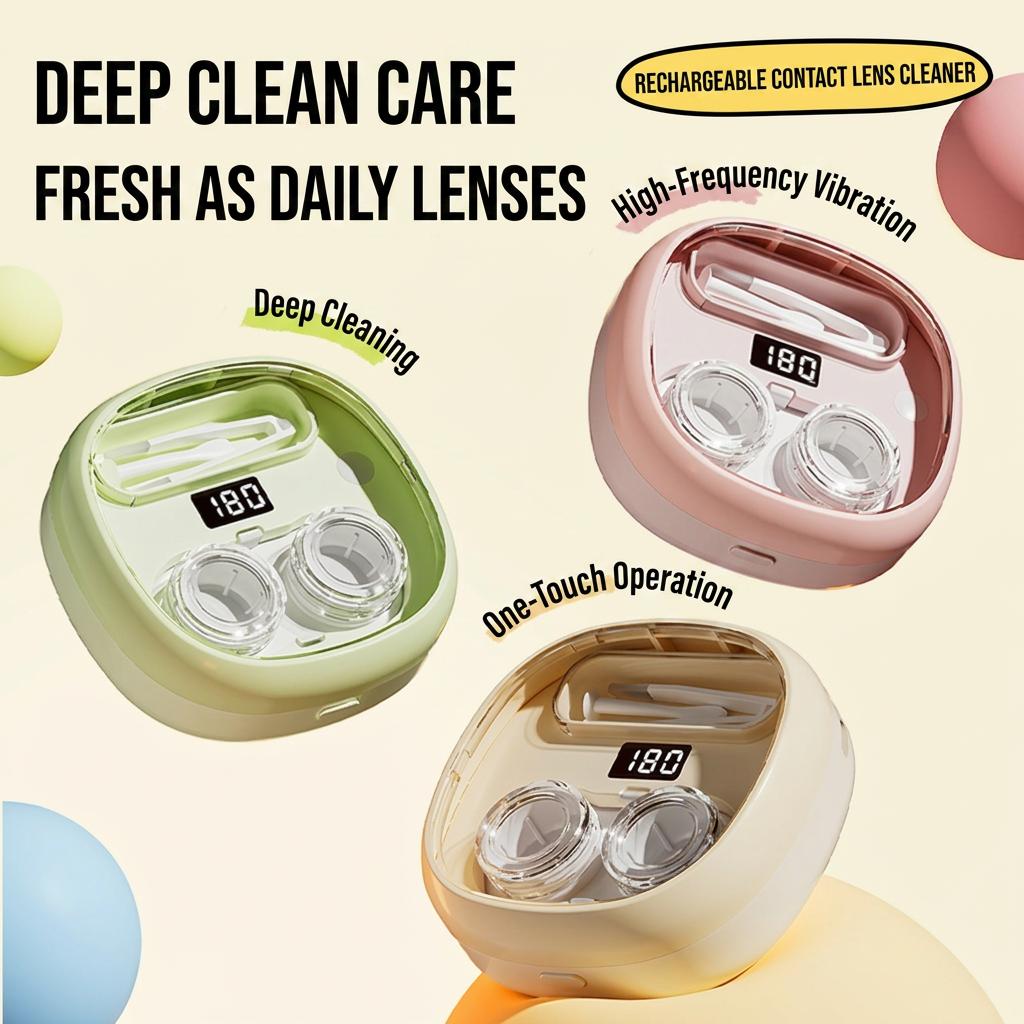 Rechargeable Contact Lens Cleaning Case Compact High Frequency Vibration Lens Cleaner Automatic Contact Lens Cleaner