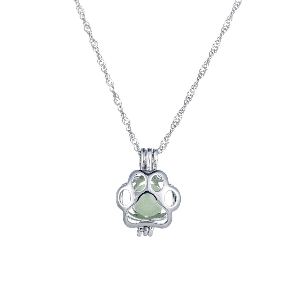 Halloween luminous necklace female pendant, alloy fluorescent dog footprint necklace