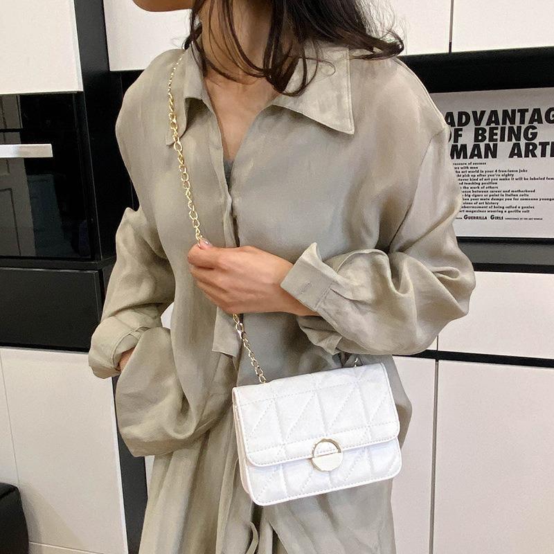 Premium Texture Commuter Chain Small Square Bag Women's Bag Summer New Solid Color Diamond Casual Shoulder Messenger Bag