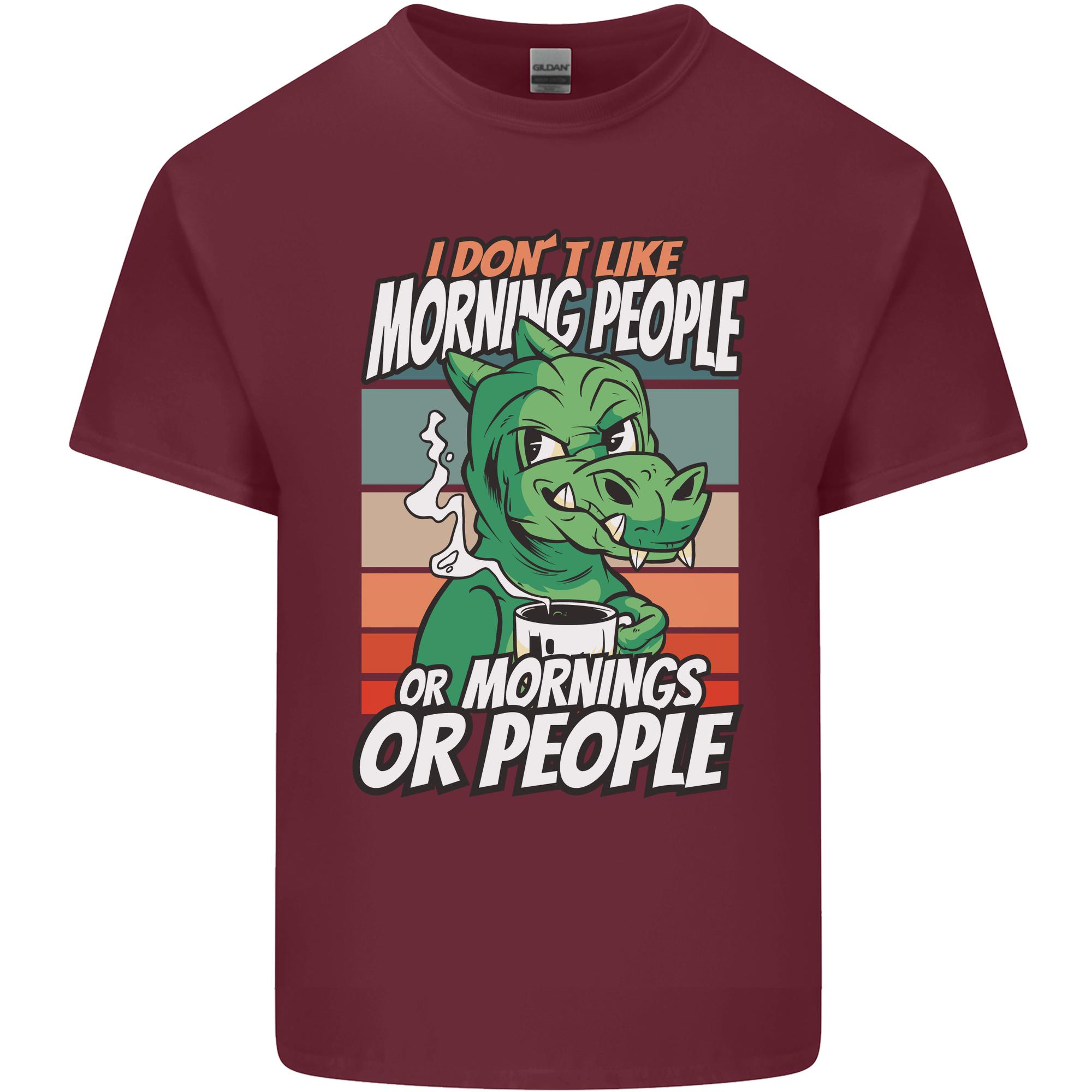 Dinosaur I Dont Like Morning People Funny Unisexs Light Cotton TShirt S